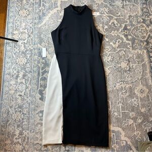 White House Black Market Black and White Asymmetrical Dress